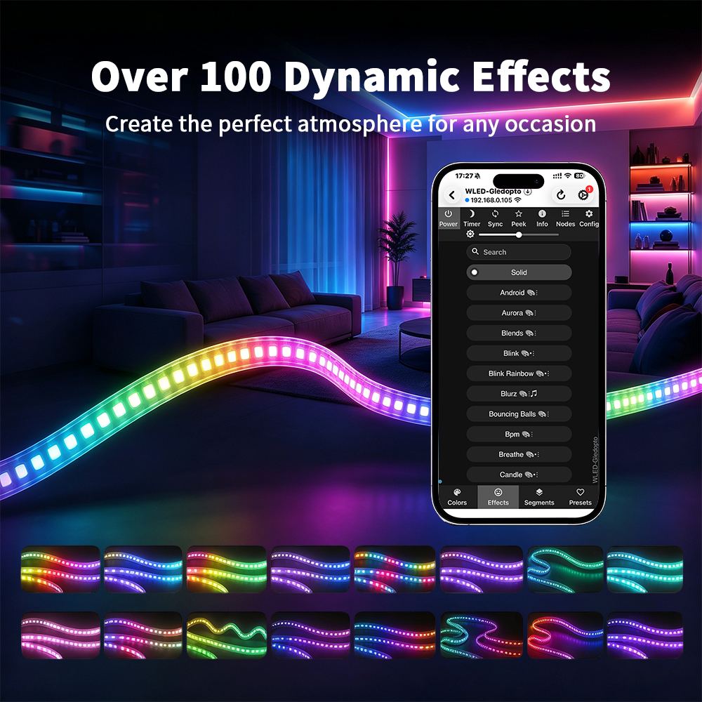 Over 200 dynamic light effects