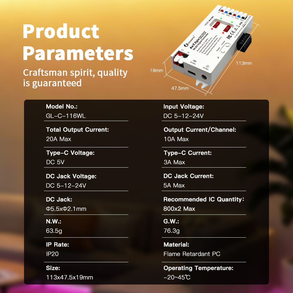 Product parameters